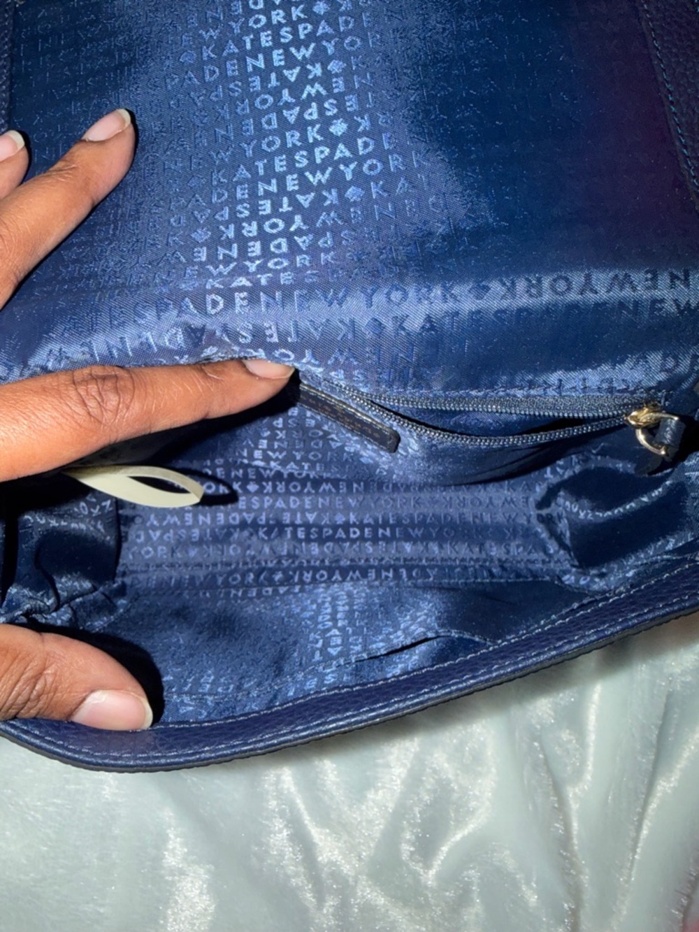 kate spade pebbled navy leather crossbody with bow detail - Picture 6 of 16
